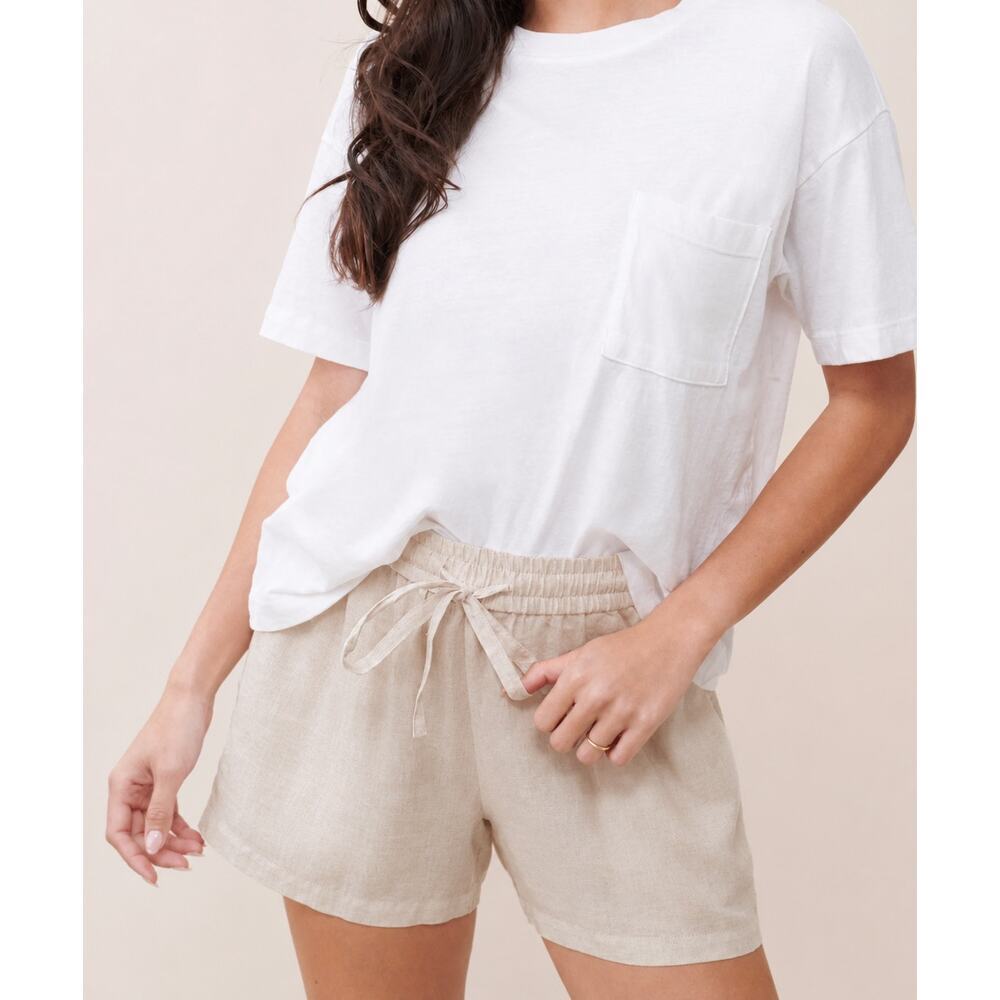 Jenni Kayne Breeze Linen Shorts Medium Natural Relaxed Coastal Quiet Luxury